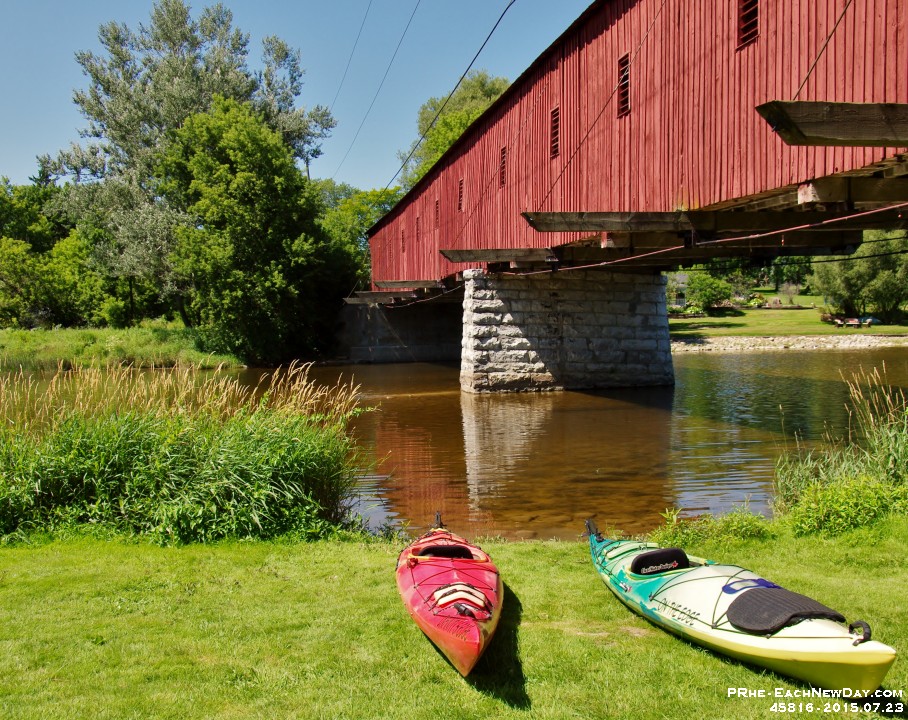 45816RoCrLeRe - Triathalon, Day Six - Kayaking the Grand River from the West Montrose Covered Bridge (a dream come true!)